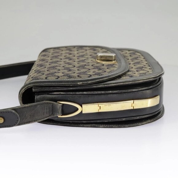 CELINE C Sulky Shoulder Bag Canvas Navy Beige - Picture 3 of 16